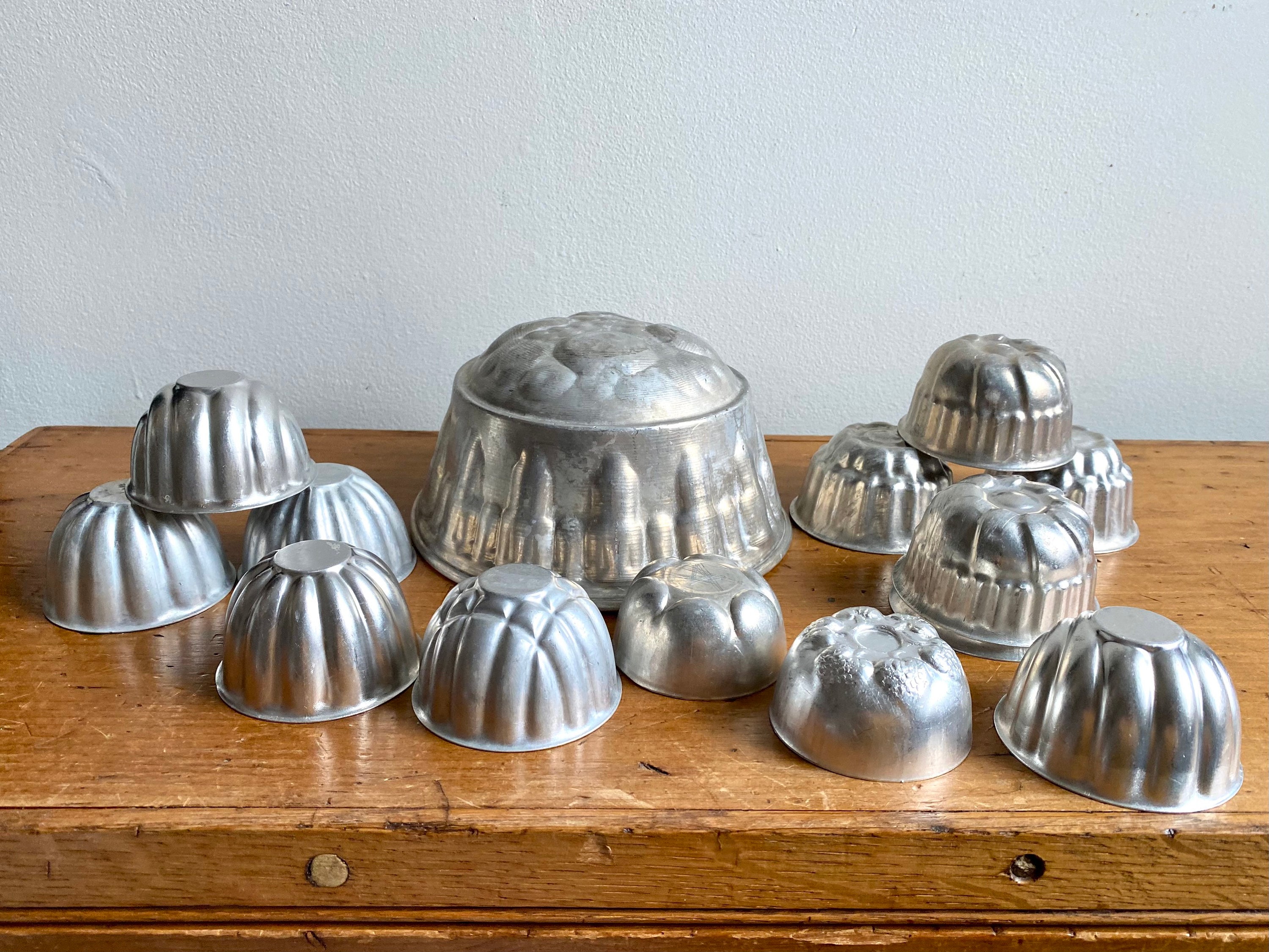 Vintage Tin Molds, Mini Aluminum Jello Gelatin Molds, Mixed Set of 11,  Retro Farmhouse, Cottage Chic, Food Photography Prop 
