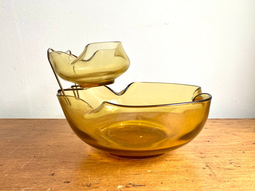 Vintage Amber Glass Chip and Dip Set Anchor Hocking Etsy