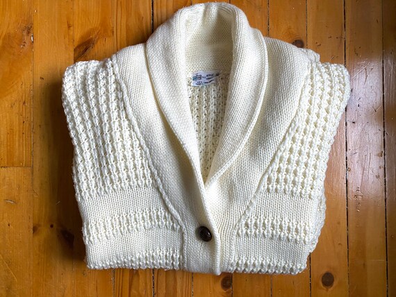 Vintage Ivory Fisherman Sweater Cardigan