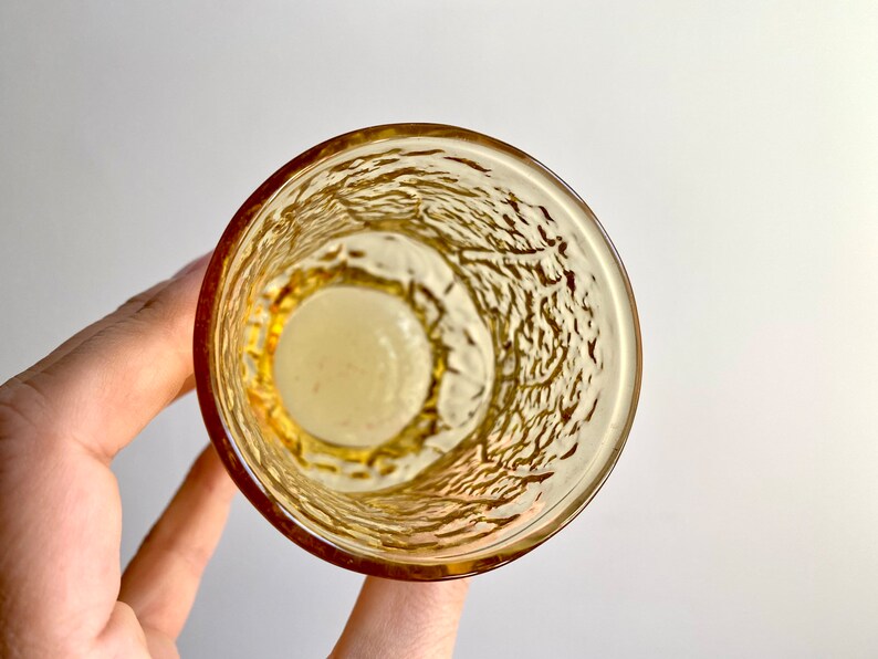 Vintage Amber Bumpy Glass Set of 4 Etsy