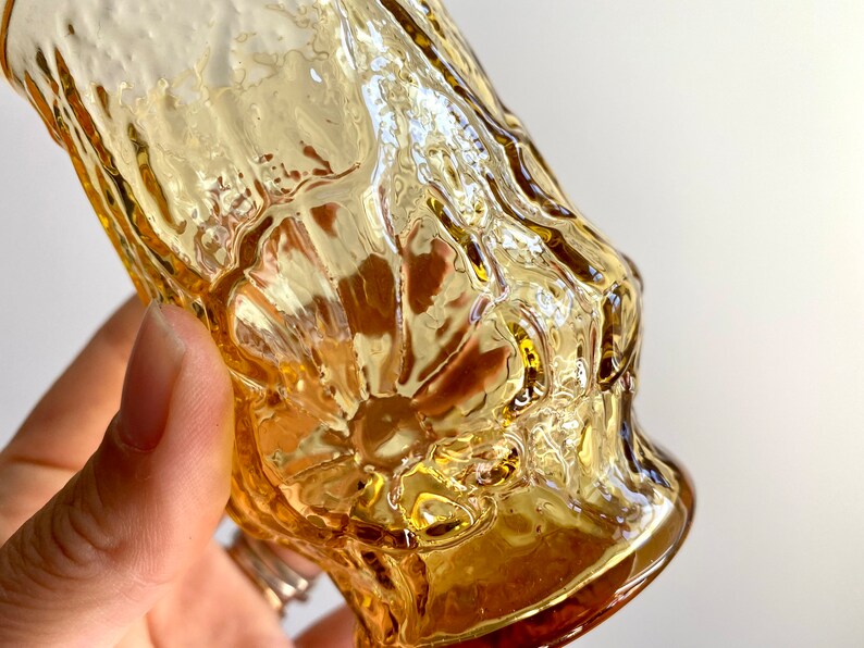 Vintage Amber Bumpy Glass Set of 4 Etsy