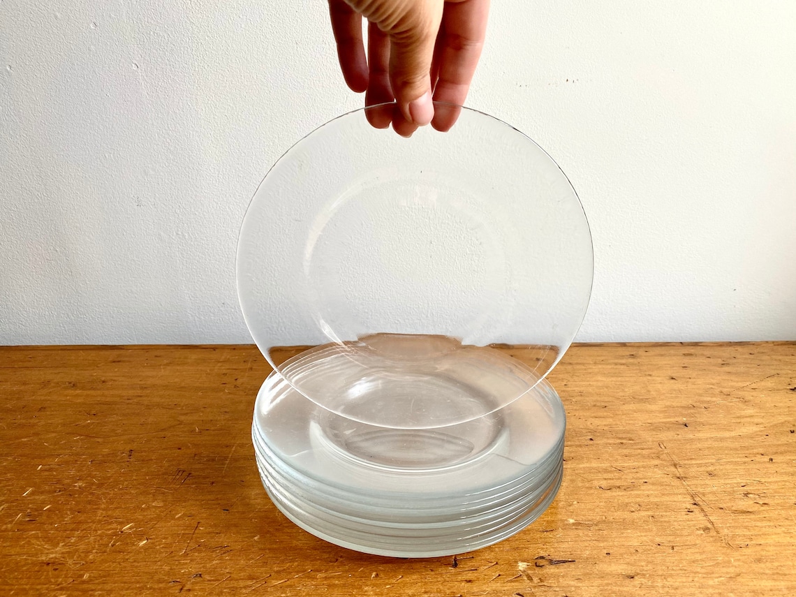 Vintage Arcoroc France Clear Glass Dessert Plates set of 10 Etsy