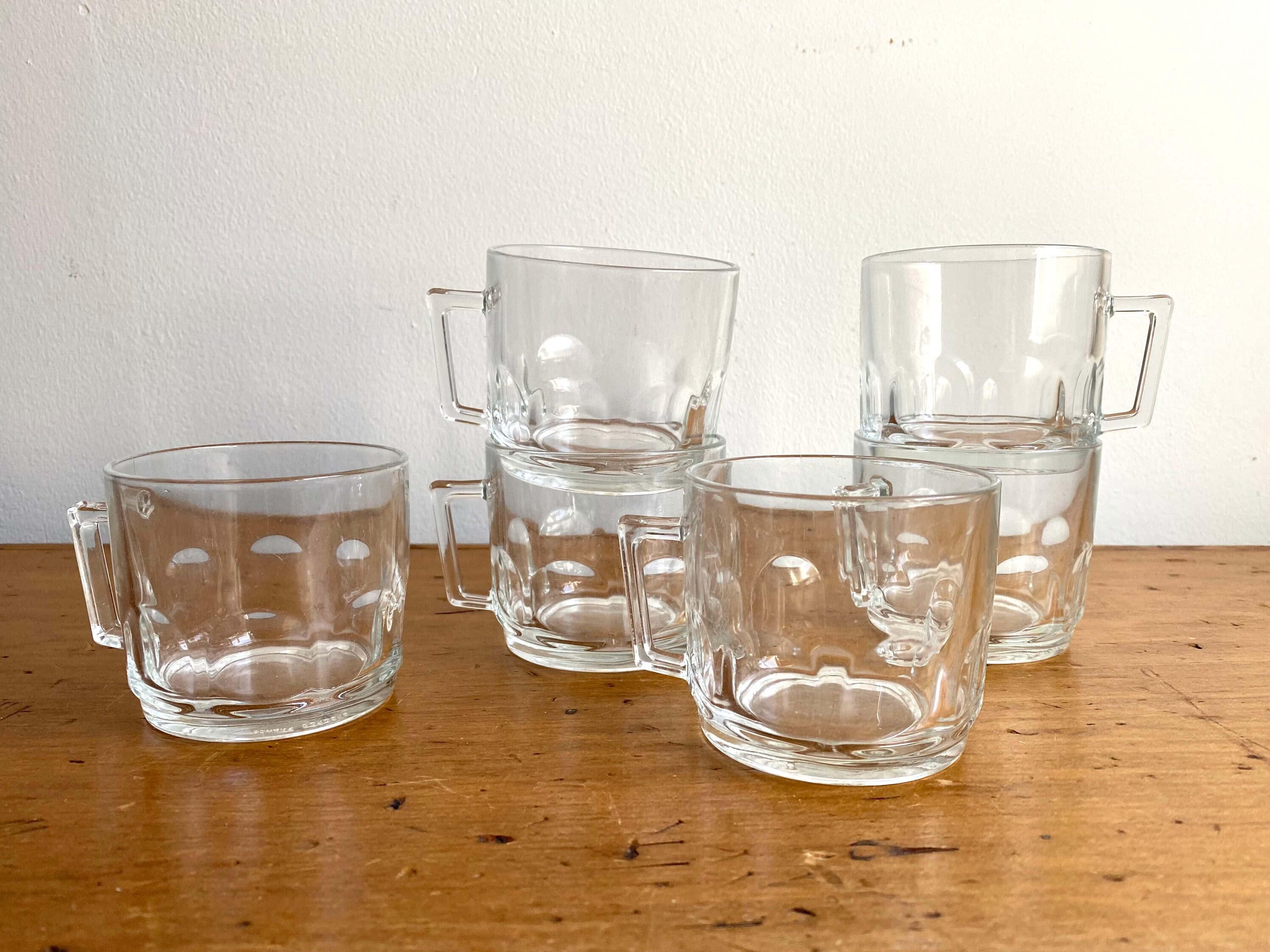 Vintage Arcoroc Clear Glass set of Mugs Etsy