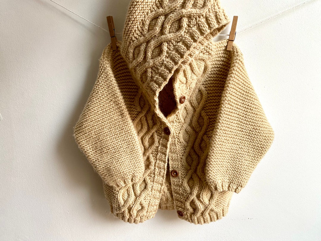 Vintage Cable Knit Cardigan Sweater Child Etsy