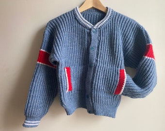 Vintage Hand Knit Cardigan Sweater Child