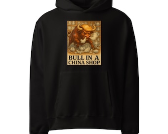Sudadera con capucha de Toro en una tienda de porcelana / Polar pesado hecho en EE. UU.