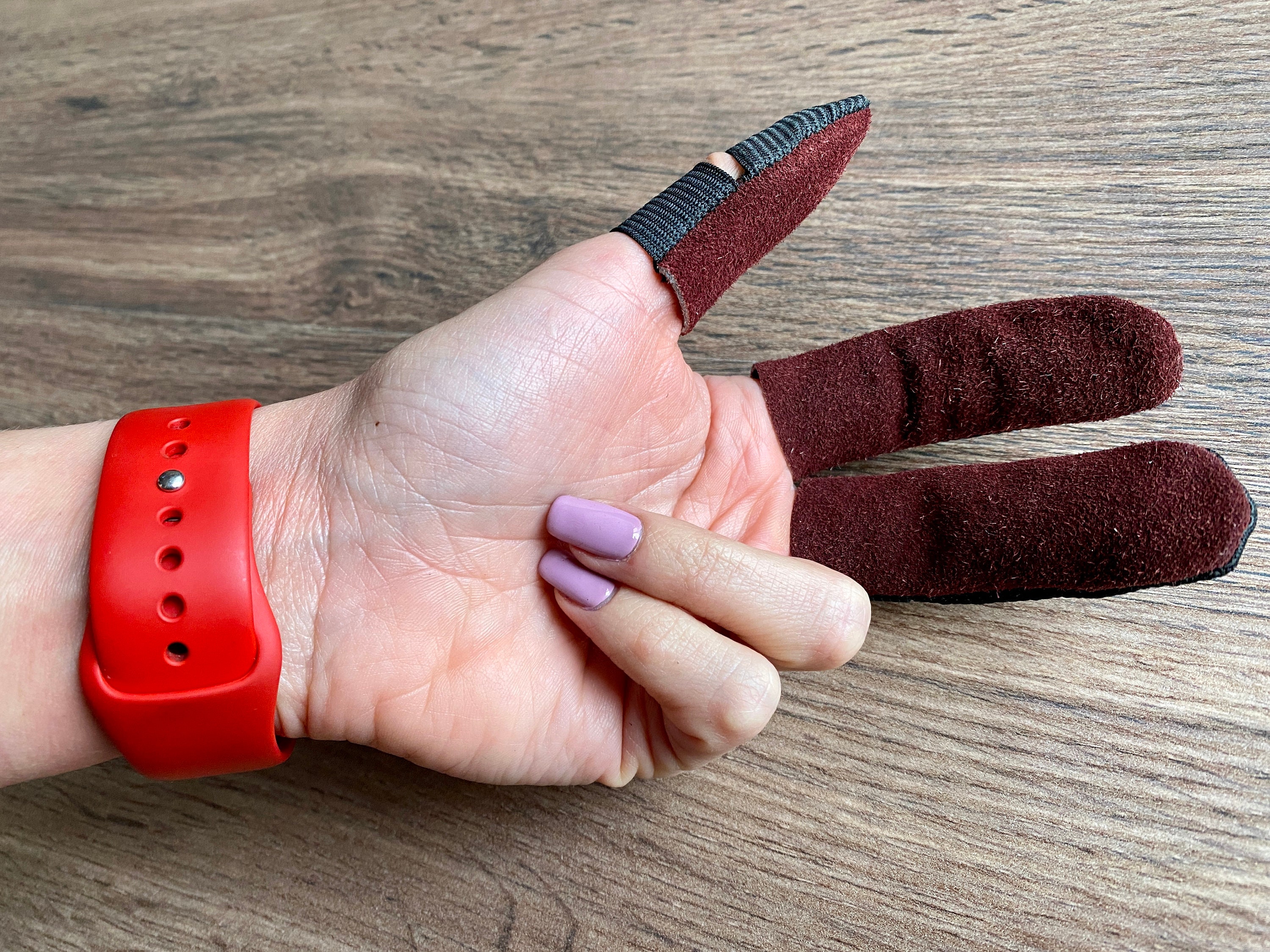 Red Leather Thumb Protector Premium Women's Thimbles Leather Tool