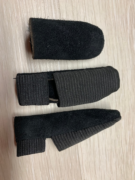 Men's Size Leather Finger Cover Black, Leather Finger Guards, Wood