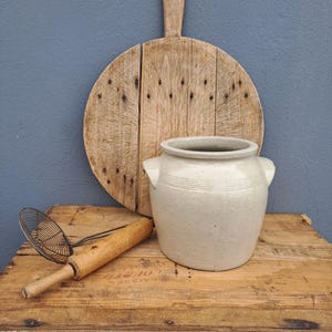 Old French large confit jar, vintage preserving jar, grease pot