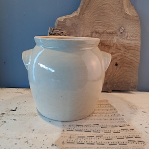 Gammal fransk stor konfiterad burk, vintage konserveringsburk, fettskål