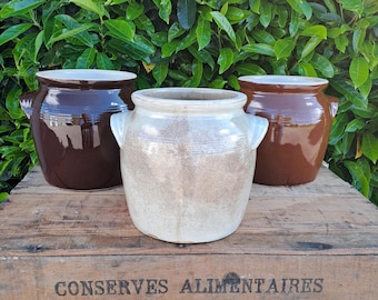 Oude franse confitpotten, vintage inmaakpotten, grespotten