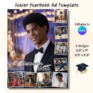 Senior Yearbook Ad Template for Son | Graduation Memory Page Set | Editable Canva Yearbook