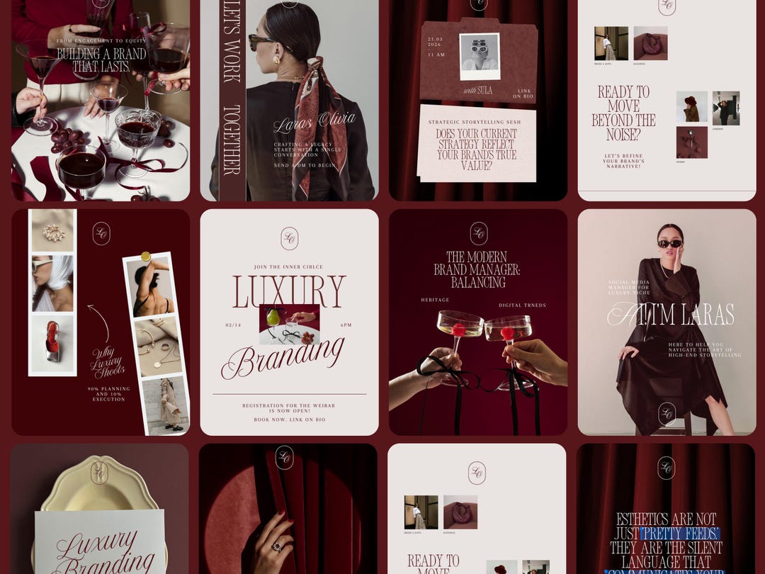 Burgundy Luxury Instagram Post Templates | Canva Editable Social Media ...