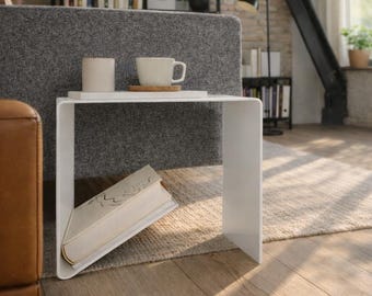 Slide Under Steel Side Table Industrial Storage Living Room Sofa Furniture