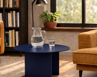 Round Metal Side Table Low V Shape Coffee Table Modern Industrial Living Room Furniture