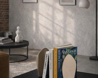 Set of 2 Minimalist Steel Bookends Modern Metal Decorative Shelf Organizer