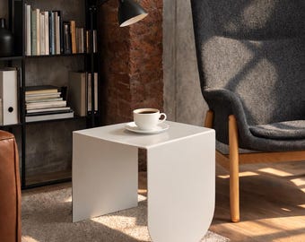 Modern Metal Asymmetrical Corner Coffee Table Minimalist Small Space Living Room Furniture