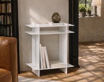 Minimalist Steel Console Table Slim Entryway Sofa Shelf Modern White Storage Stand