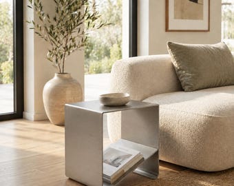 Modern V Shape Metal Coffee Table Minimalist Compact Accent Furniture