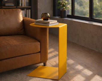 Modern Metal Corner Coffee Table Industrial Small Space Living Room Accent