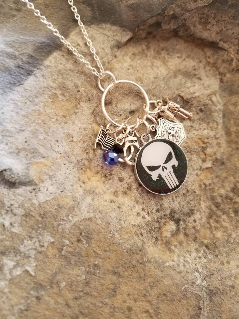 handcuff police jewelry cop jewelry LEO Police week Handcrafted Police Academy jewelry thin blue line jewelry Punisher Lady cop