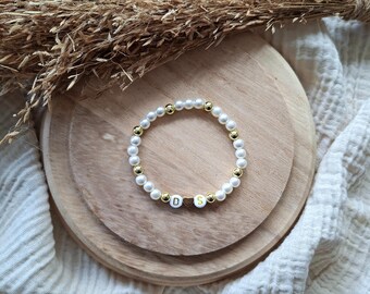 Pulsera de perlas personalizada para parejas, regalo para novia, para pareja, para niños, pulsera con nombre y iniciales, boda, pulsera de la amistad