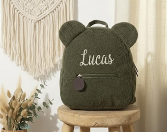 Sac à Dos Enfant Personnalisé en Moumoute - Petit Sac Ours Prénom Brodé - Cadeau Anniversaire Enfant, Rentrée Crèche et Maternelle