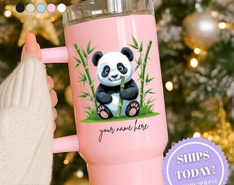 Panda Bear Personalized Tumbler, Custom Panda Cup, Animal Lover Gift, Bamboo Forest Tumbler, Panda Themed Present, Cute Panda Drinkware