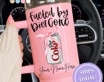 Fueled By Diet Coke Tumbler, Diet Coke Club, Diet Coke Lover, Personalized Diet Coke Cup, Custom Name Tumbler, Soda Lover Gift