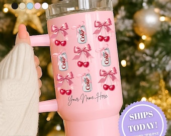 Coquette Diet Coke Tumbler, Diet Coke Club, Diet Coke Lover, Personalized Diet Coke Cup, Custom Name Funny Tumbler, Soda Lover Gift, Cherry