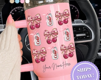 Coquette Diet Coke Tumbler, Diet Coke Club, Diet Coke Lover, Personalized Diet Coke Cup, Custom Name Funny Tumbler, Soda Lover Gift, Cherry