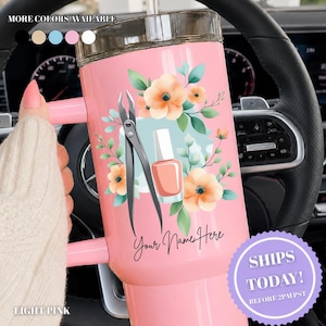 Nail Tech Floral Tumbler, Personalized Manicurist Cup, Nail Artist Appreciation Gift, Nail Technician Graduation Gift, Salon Owner Gift Idea