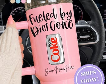 Fueled By Diet Coke Tumbler, Diet Coke Club, Diet Coke Lover, Personalized Diet Coke Cup, Custom Name Tumbler, Soda Lover Gift