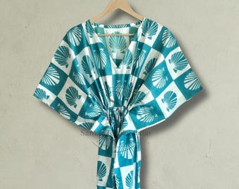 Cotton Kaftan Dress Women, Summer Beach Cover Up, Plus Size Resort Wear, Boho Maxi Loungewear, Personalized Gift For Her