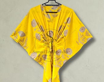Caftán de algodón, vestido de playa de verano, conjunto de ropa de estar por casa estilo boho, vestido largo de dama de honor de talla grande, regalo personalizado para ella.
