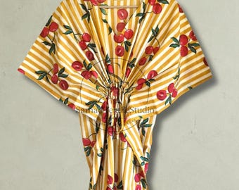 Vestido caftán de algodón personalizado para damas de honor, conjunto de ropa de resort para prepararse, vestido largo ligero de verano, regalo para esposa.