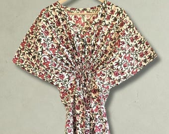 Vestido tipo caftán de algodón, ropa de verano para resorts, atuendo bohemio para vacaciones en la playa, regalo para mamá