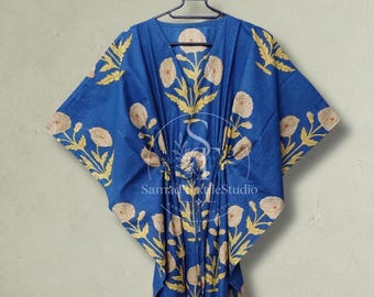 Vestido caftán de algodón personalizado para damas de honor, atuendo para prepararse para la boda, ropa de playa de tallas grandes, regalo de aniversario para la esposa.