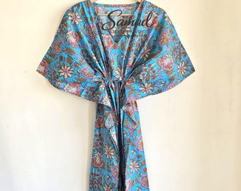 Floral Cotton Kaftan for Women, Maternity Dress, Nursing Friendly Outfit, Bride to Be Gift, Spa Lounge Wear, Comfortable Resort Kaftan