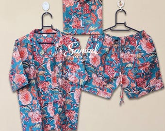 Floral Cotton Bridesmaid Pajama Set Gift, Personalized Wedding PJ Set, Getting Ready Outfit, Bridal Party Loungewear, Bachelorette Sleepwear