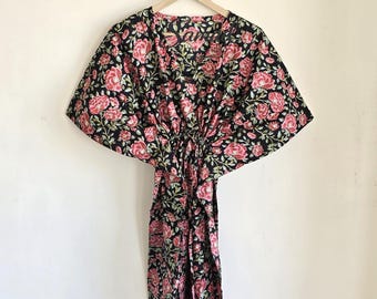 Boho Cotton Maxi Kaftan, Baby Shower Kaftan, Beach Cover Up Dress, Travel Lover Gift