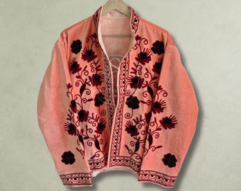 Handmade Sujani Velvet Jacket Women, Floral Embroidered Coat, Bridesmaid Jacket, Gift For Her