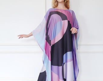 Luxury kaftan silk blend, Dubai kaftan Abaya, Resort wear kaftan free size, custom length for short women, Gift for her