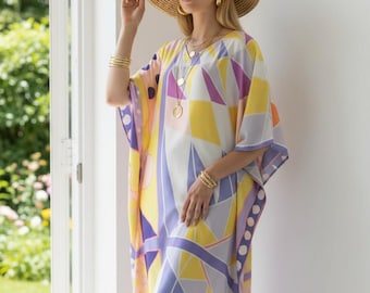 Yellow kaftan silk blend,  caftan beach wedding , summer caftan Marocain, Dubai kaftan holiday, vacation kaftan dress, gift for her