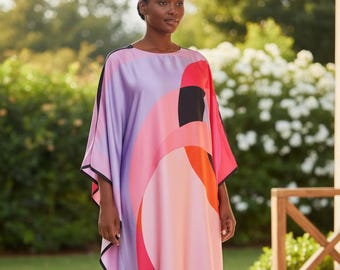 Luxury kaftan silk blend, summer kaftan beach dress wedding, gift for her, kaftan lounge wear, vacation dress resort kaftan