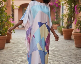Luxury kaftan silk blend, kaftan for beach wedding, resort kaftan easy, tall woman kaftan beach dressing gown, kaftan full length