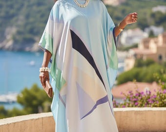 Kaftan silk luxury designer dress, beach kaftan free size, summer lounge wear, wedding kaftan boho maxi gown, gift for her