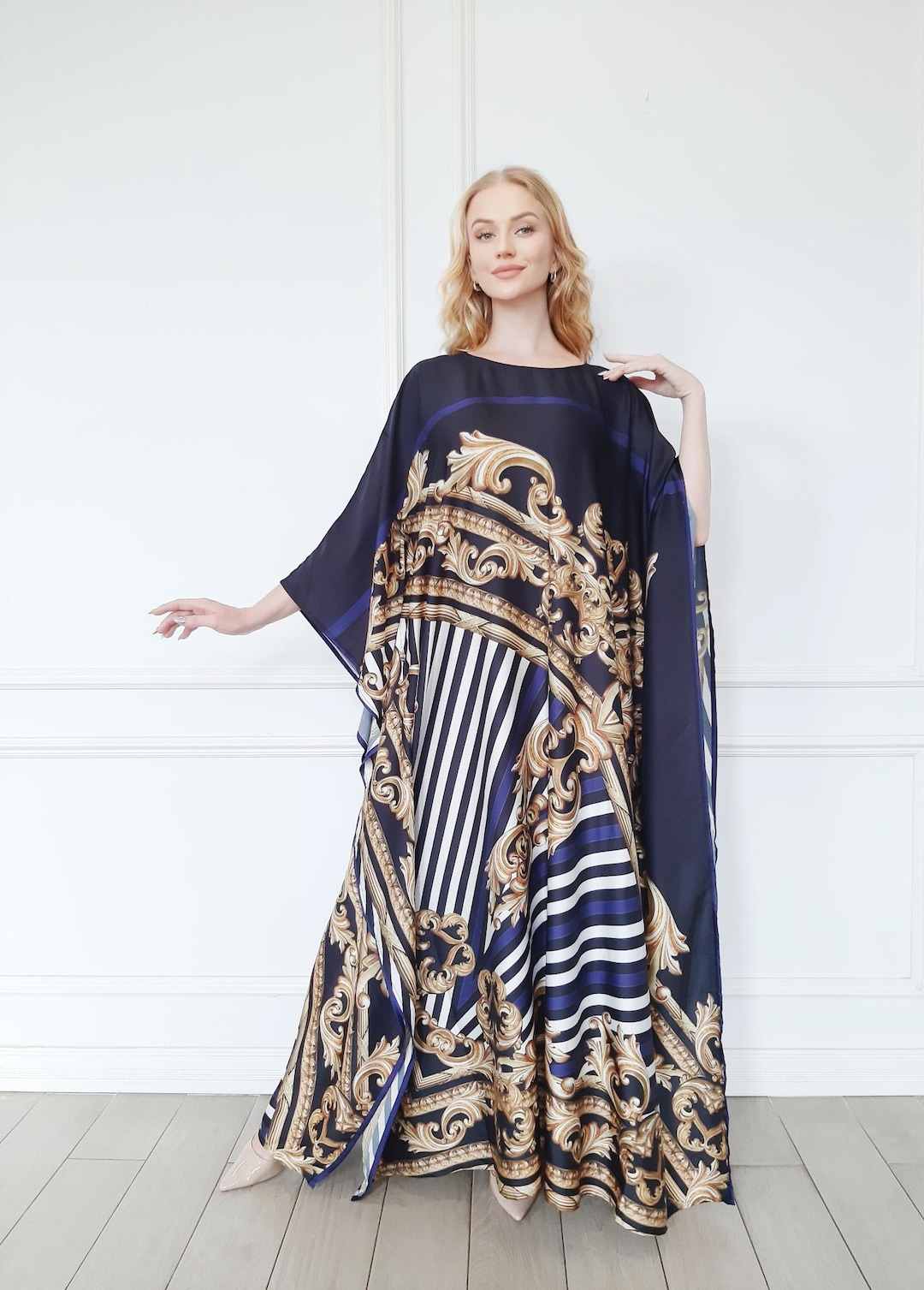 silk kaftan dress Blend long length, gift for her, cruise caftan Black gown Dubai, Classy house summer Turtle/High Neck Sleeve Type Color:Carmel Style Waffle Sparkly Sequins A-Line Spaghetti