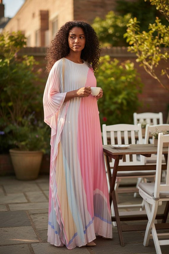 Pink Kaftan Classic Dress for Holiday, Cruise Caftan Dubai, Pleated Dress  Luxury Gown - Etsy