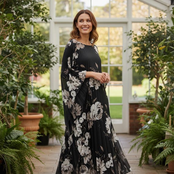 open lace back dress Leaf Black Satin Kaftan Plus Size 1x-3x Evening Resort